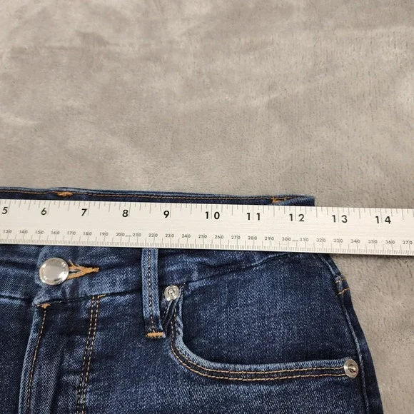 Good American Jeans Women 2/26 Blue Mid Rise Good Legs Skinny Distressed Raw Hem - Picture 7 of 11